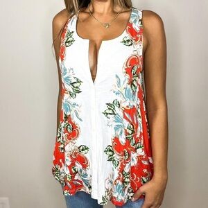 Anthropologie Akemi + Kin Gardenia Floral Print Button Front Tank Top Sz Medium